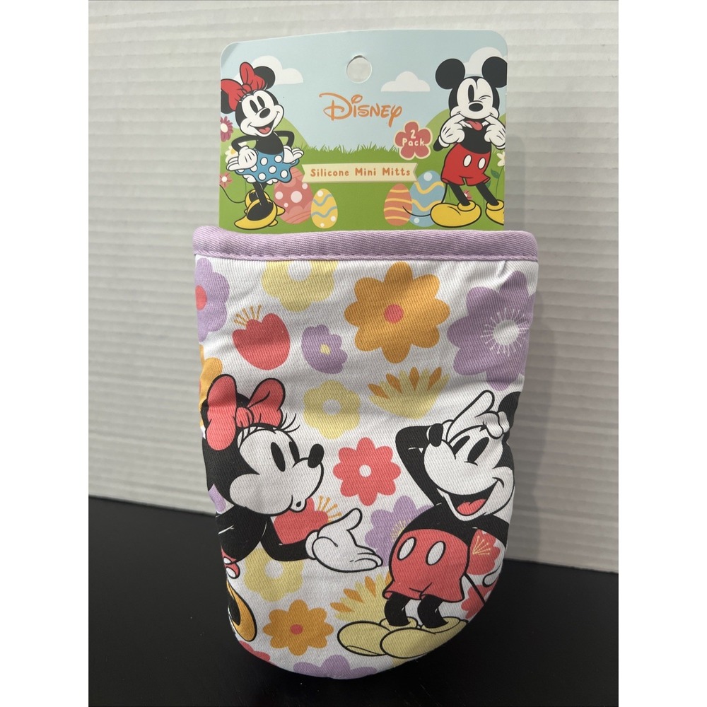 2 Pack Disney Mickey Mouse Minnie Mouse Easter Spring Mini Oven Mitts‎ NEW